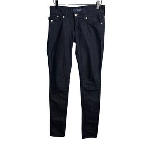 Rock & Republic Womens Berlin Skinny Jeans 24 Dark Indigo Blue Embroidered Y2K